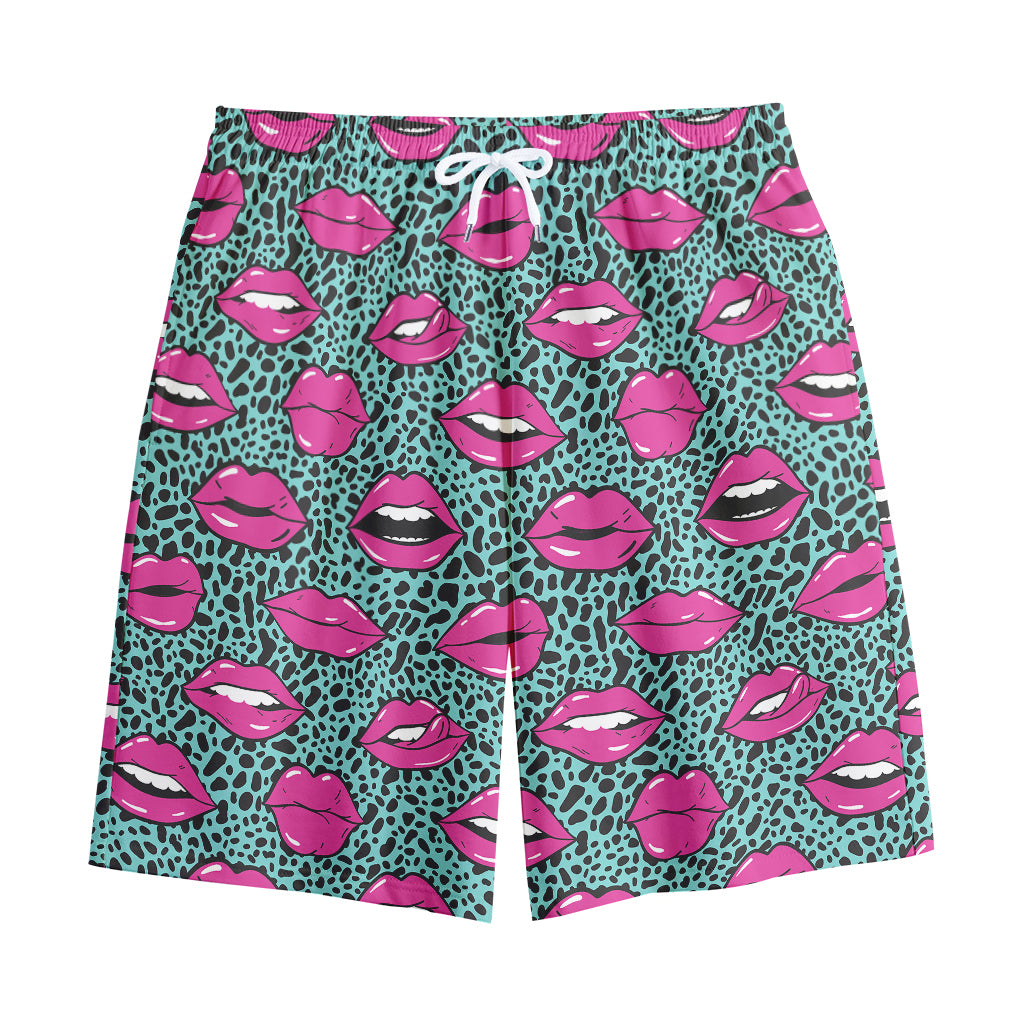 Purple Lips Pattern Print Cotton Shorts