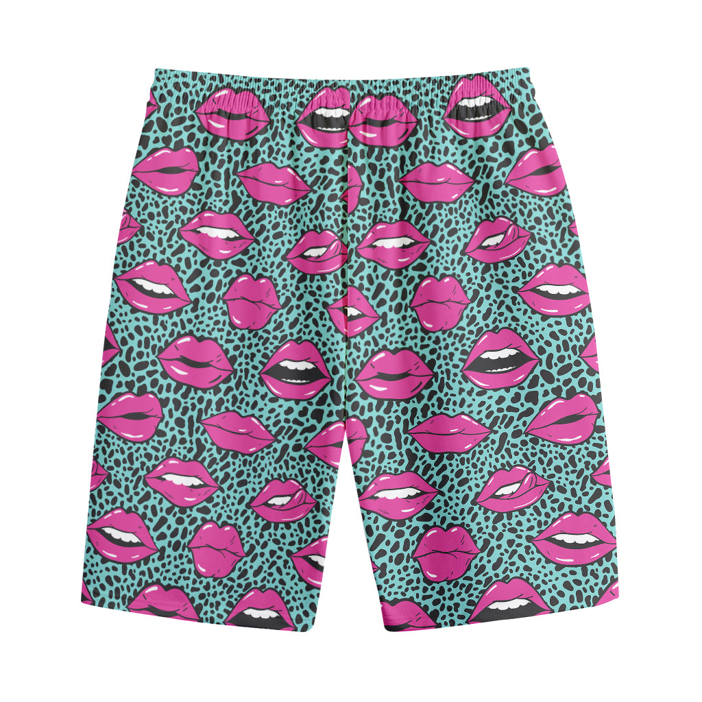 Purple Lips Pattern Print Cotton Shorts