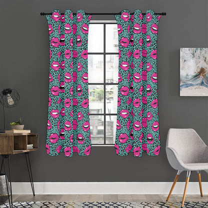 Purple Lips Pattern Print Curtain