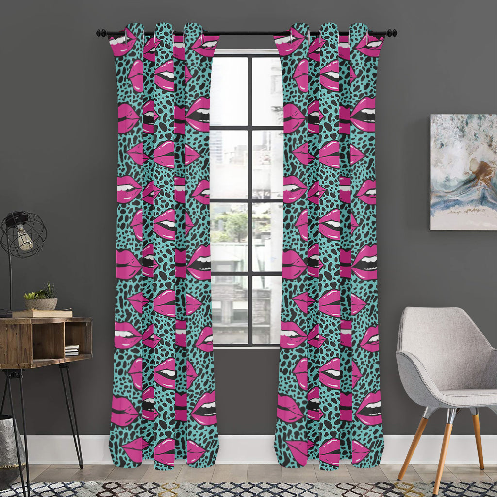 Purple Lips Pattern Print Curtain