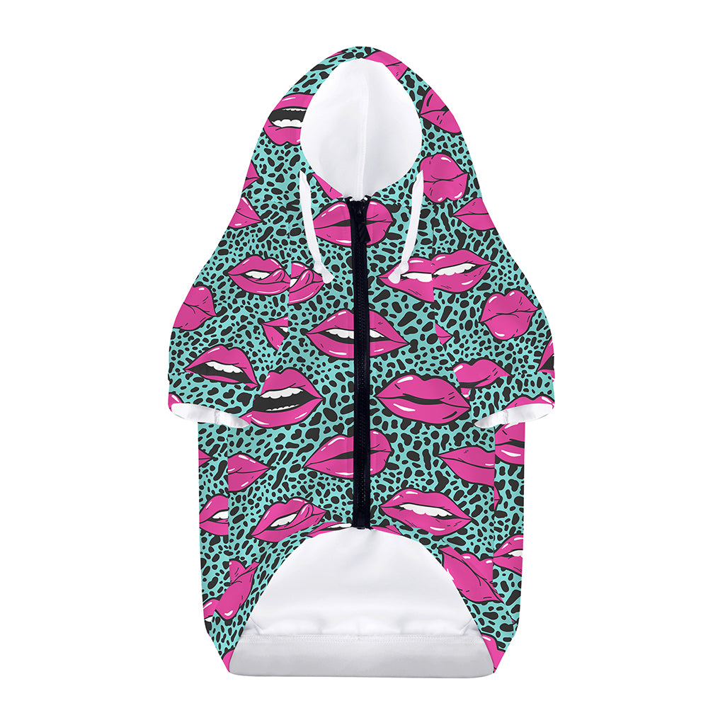Purple Lips Pattern Print Dog Zip Up Hoodie