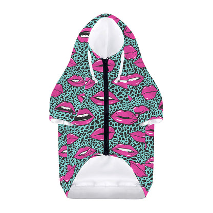 Purple Lips Pattern Print Dog Zip Up Hoodie