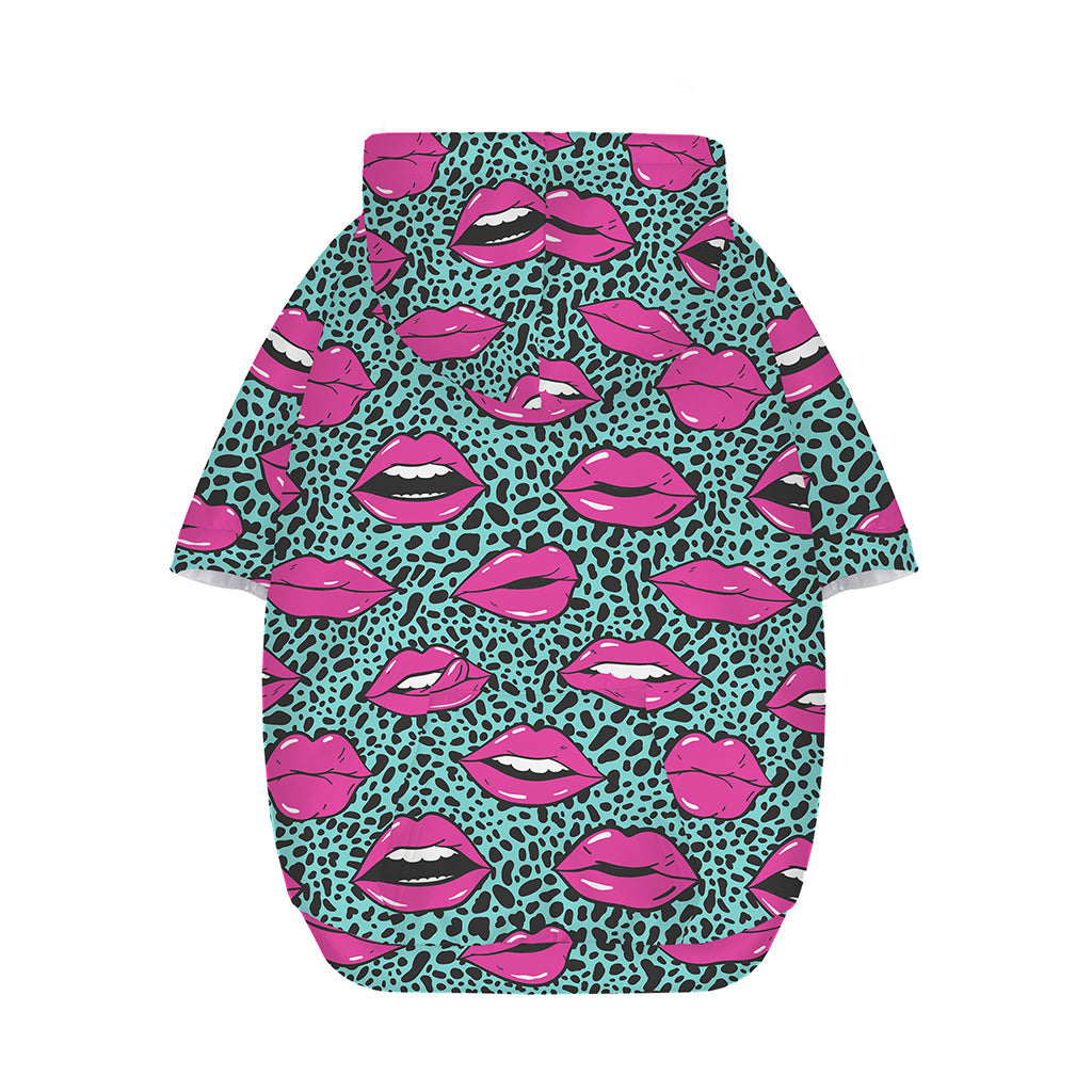 Purple Lips Pattern Print Dog Zip Up Hoodie