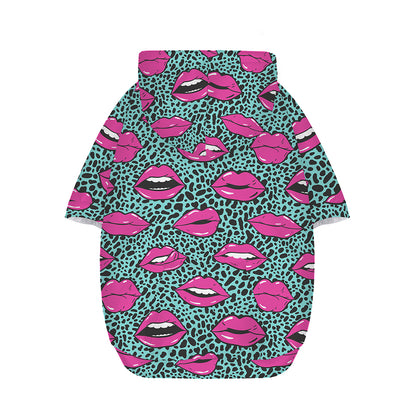 Purple Lips Pattern Print Dog Zip Up Hoodie