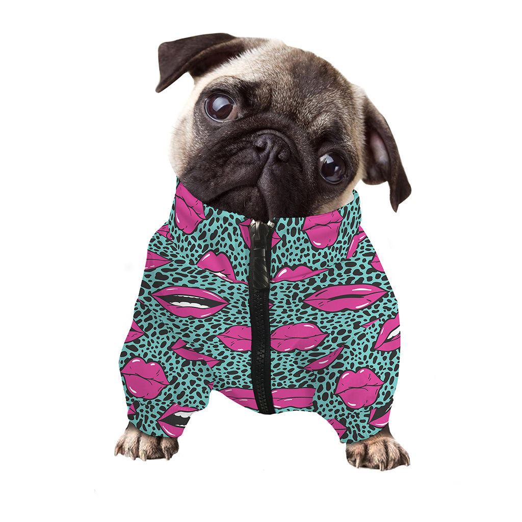Purple Lips Pattern Print Dog Zip Up Jacket