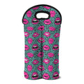 Purple Lips Pattern Print Double Neoprene Wine Tote