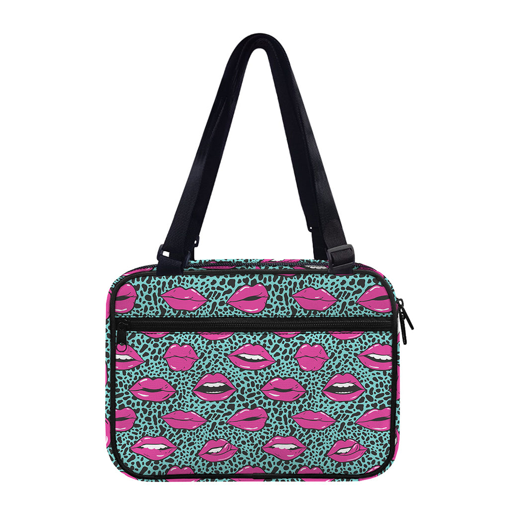 Purple Lips Pattern Print Double Strap Bible Bag