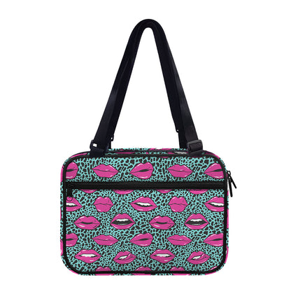 Purple Lips Pattern Print Double Strap Bible Bag