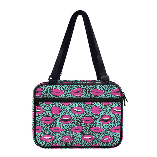 Purple Lips Pattern Print Double Strap Bible Bag