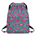 Purple Lips Pattern Print Drawstring Backpack
