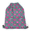 Purple Lips Pattern Print Drawstring Bag