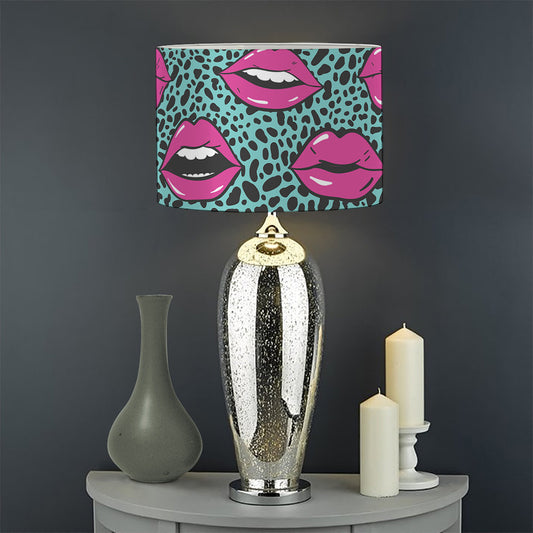 Purple Lips Pattern Print Drum Lamp Shade