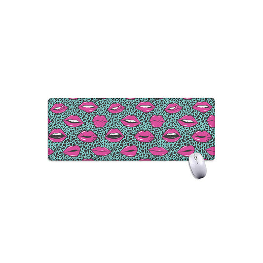 Purple Lips Pattern Print Extended Mouse Pad