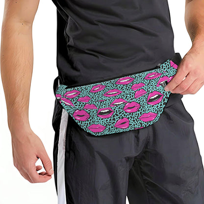 Purple Lips Pattern Print Fanny Pack