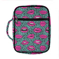 Purple Lips Pattern Print Front Pocket Bible Bag