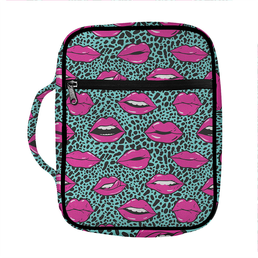Purple Lips Pattern Print Front Pocket Bible Bag