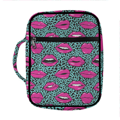 Purple Lips Pattern Print Front Pocket Bible Bag