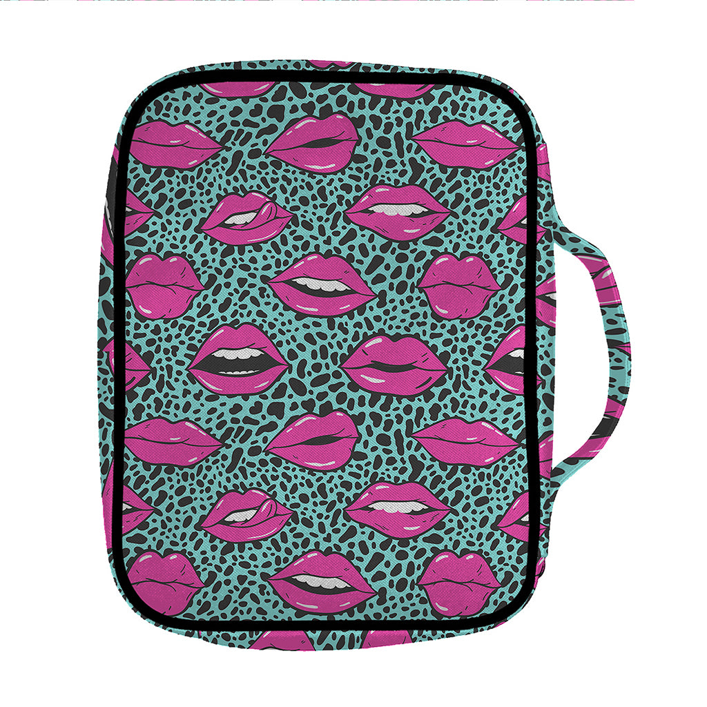 Purple Lips Pattern Print Front Pocket Bible Bag