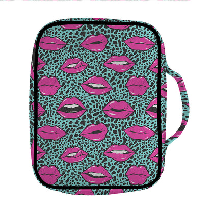 Purple Lips Pattern Print Front Pocket Bible Bag
