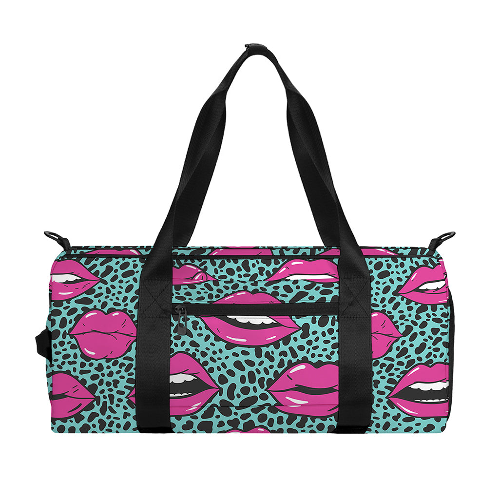 Purple Lips Pattern Print Gym Bag