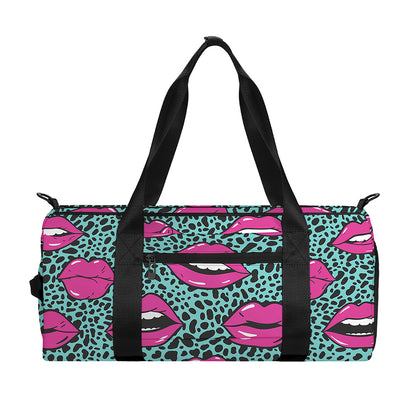 Purple Lips Pattern Print Gym Bag