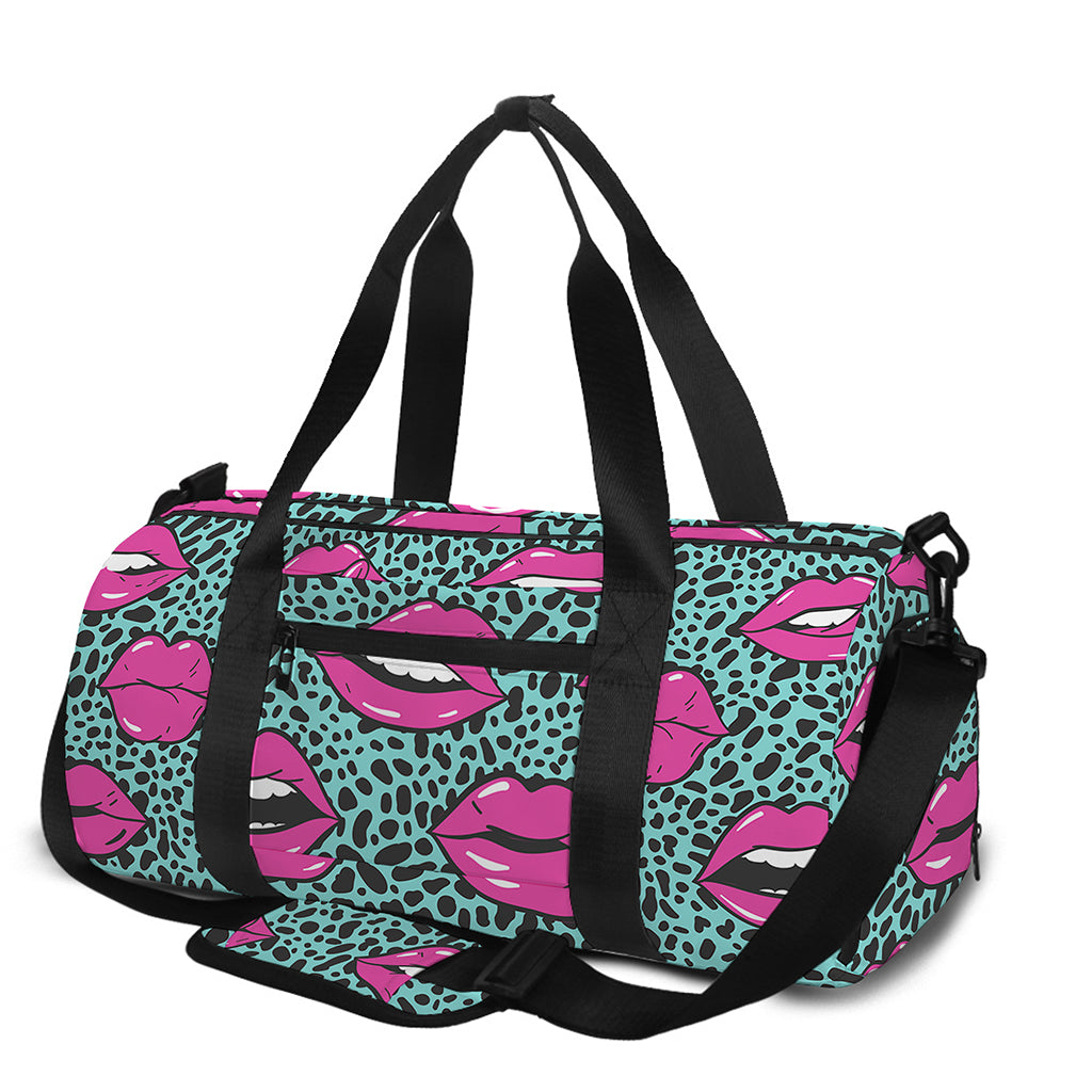 Purple Lips Pattern Print Gym Bag