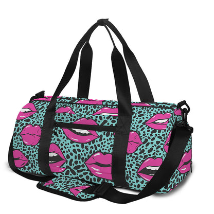 Purple Lips Pattern Print Gym Bag