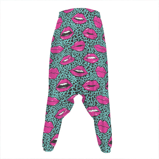 Purple Lips Pattern Print Hammer Pants