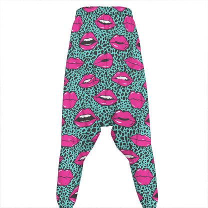 Purple Lips Pattern Print Hammer Pants