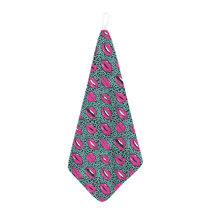 Purple Lips Pattern Print Hand Towel