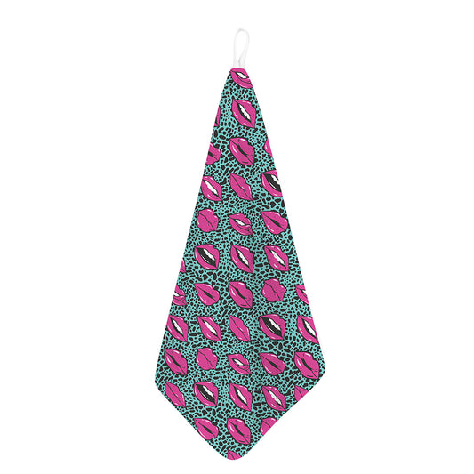 Purple Lips Pattern Print Hand Towel