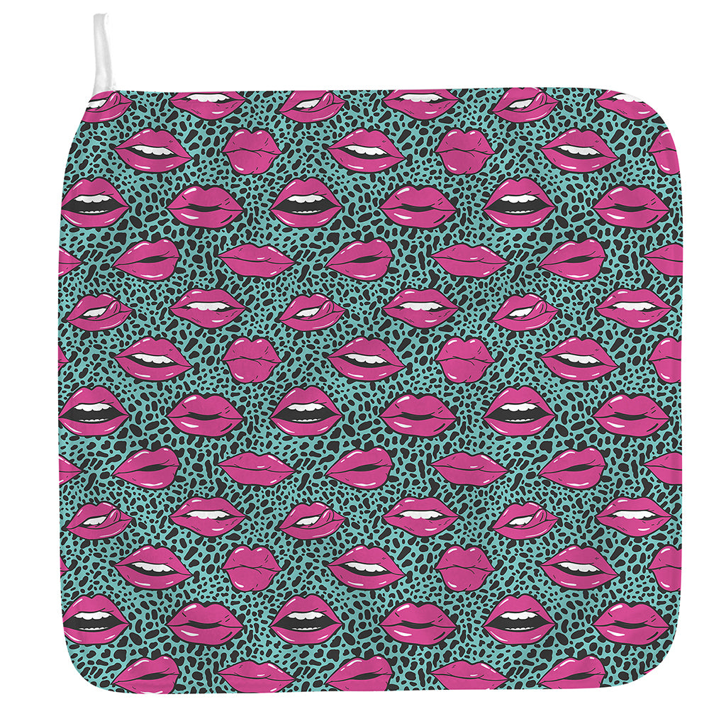 Purple Lips Pattern Print Hand Towel