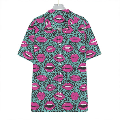 Purple Lips Pattern Print Hawaiian Shirt