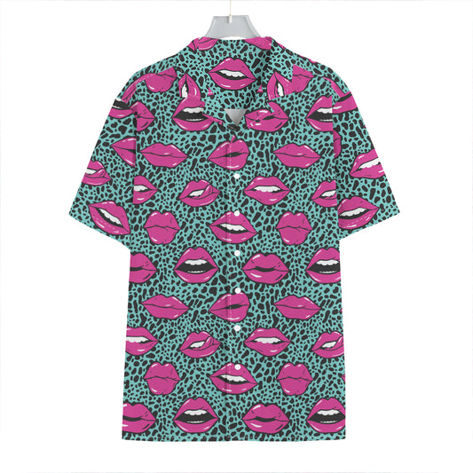 Purple Lips Pattern Print Hawaiian Shirt