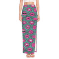 Purple Lips Pattern Print High Slit Maxi Skirt