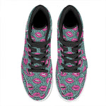 Purple Lips Pattern Print High Top Leather Sneakers