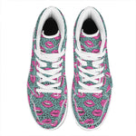 Purple Lips Pattern Print High Top Leather Sneakers