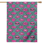 Purple Lips Pattern Print House Flag
