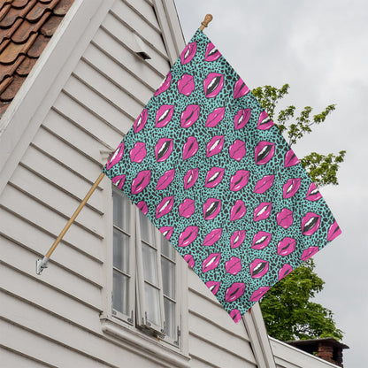 Purple Lips Pattern Print House Flag