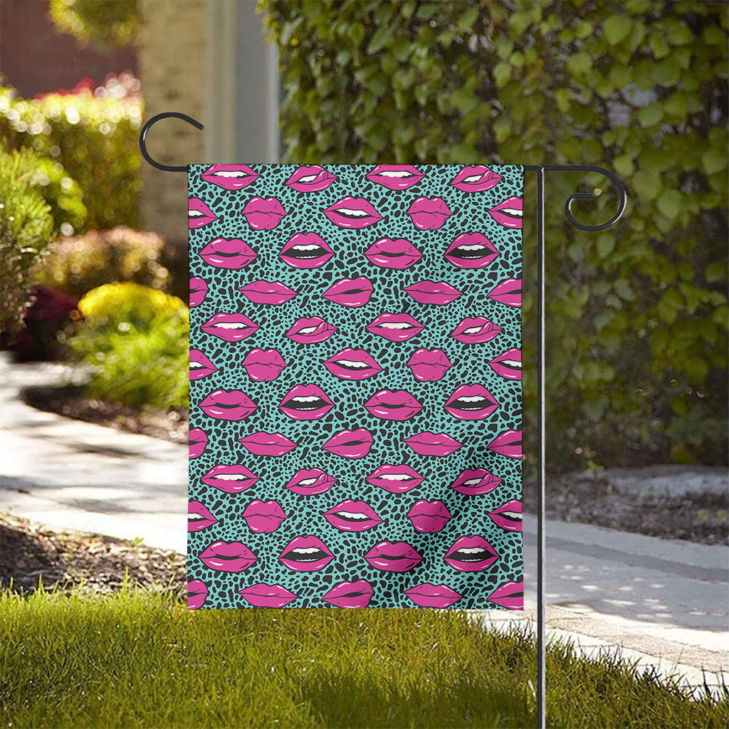 Purple Lips Pattern Print House Flag