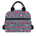 Purple Lips Pattern Print Insulated Lunch Bag
