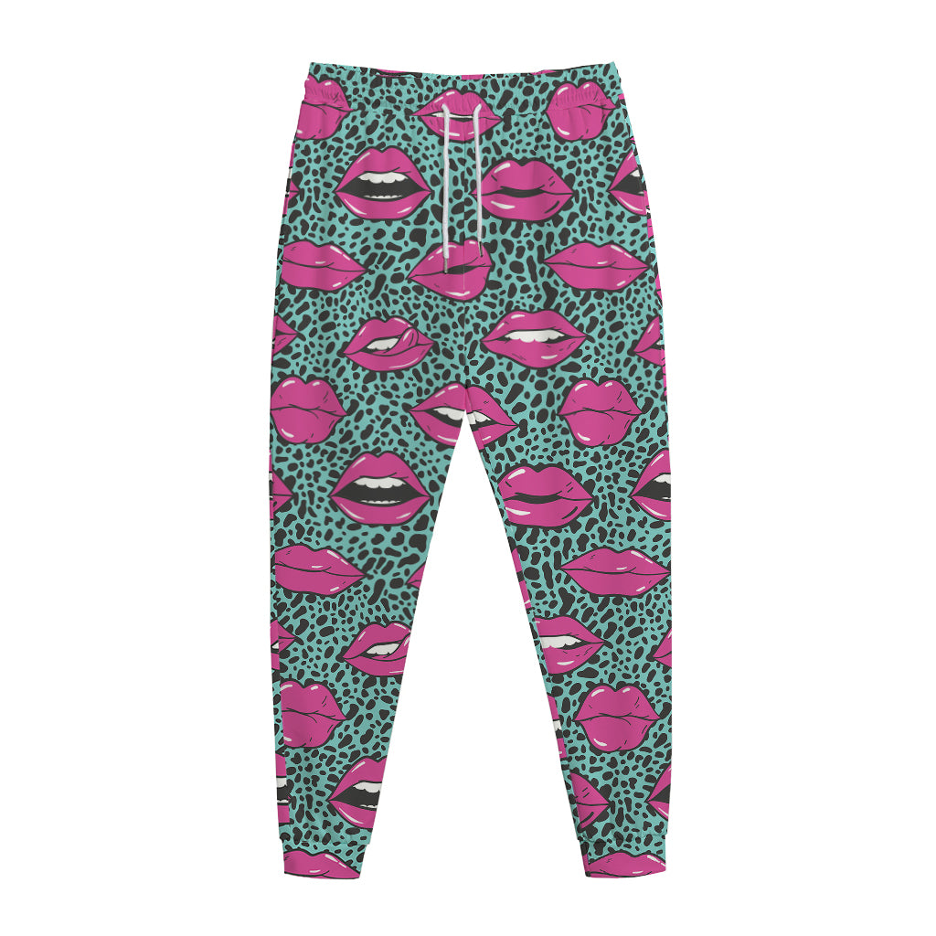 Purple Lips Pattern Print Jogger Pants