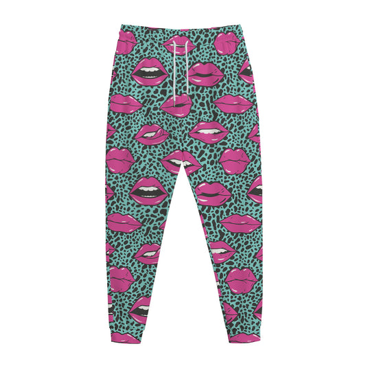 Purple Lips Pattern Print Jogger Pants