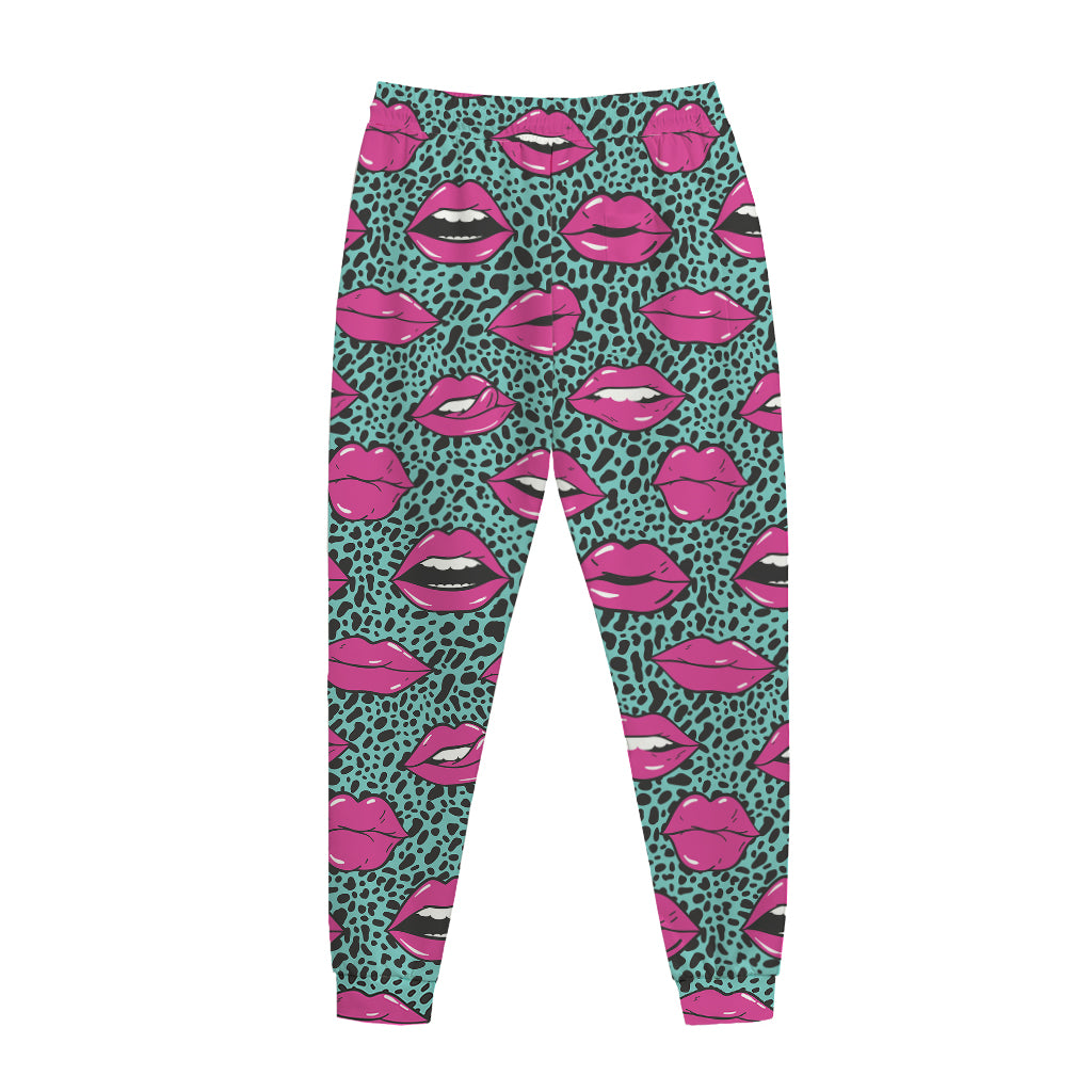 Purple Lips Pattern Print Jogger Pants
