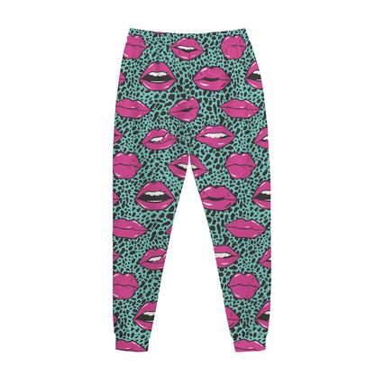 Purple Lips Pattern Print Jogger Pants