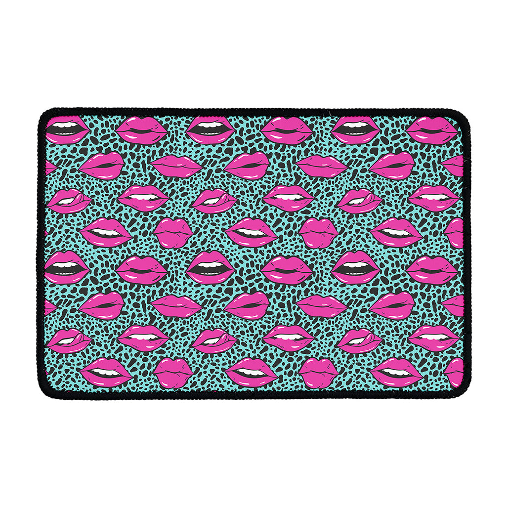 Purple Lips Pattern Print Kitchen Mat