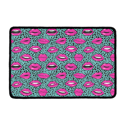 Purple Lips Pattern Print Kitchen Mat