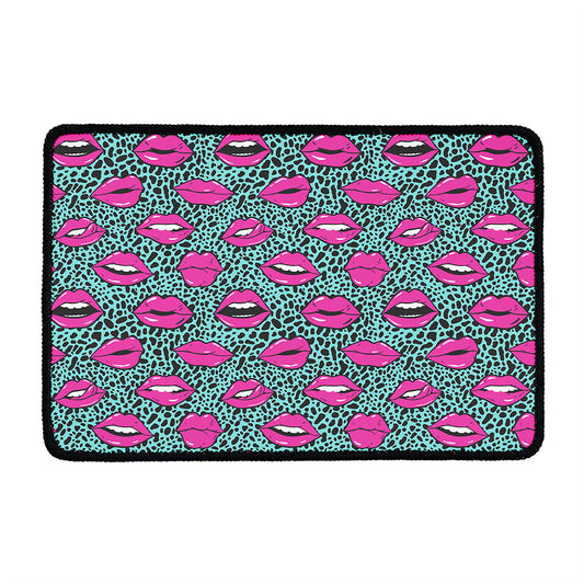 Purple Lips Pattern Print Kitchen Mat