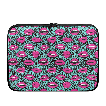 Purple Lips Pattern Print Laptop Sleeve