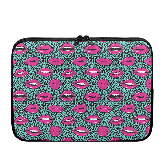 Purple Lips Pattern Print Laptop Sleeve